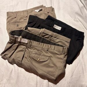 Men's Khaki and Black Chinos - Classic Flat-Front Trousers